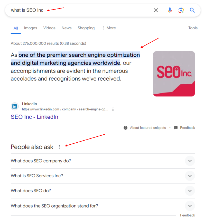 what is SEO Inc Google Search