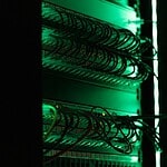 Web hosting server rack, illustrating shared versus dedicated IP addresses